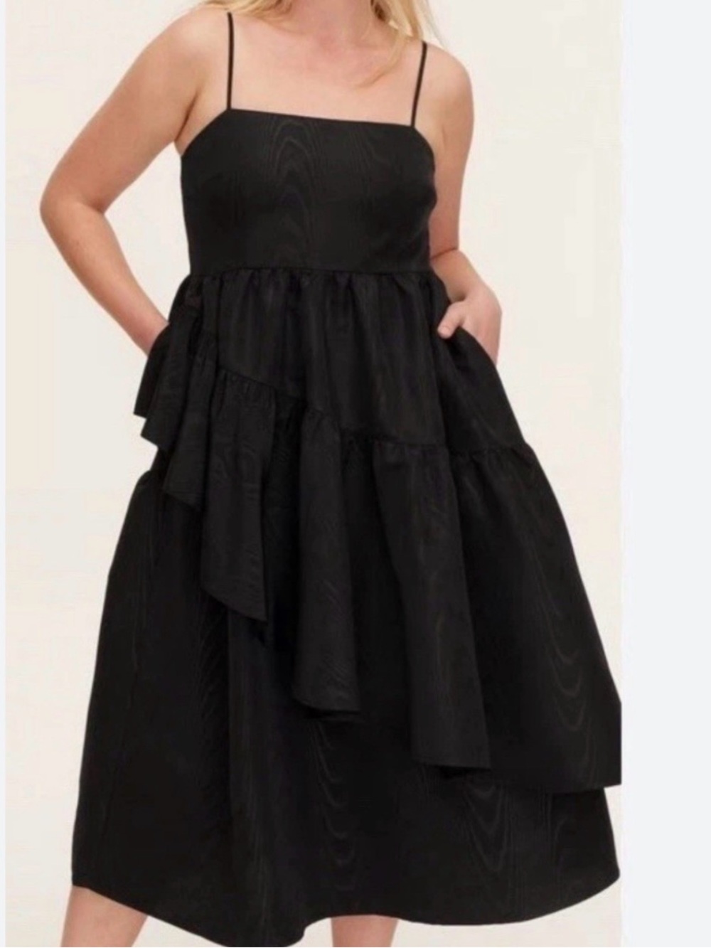 NWT🙌🖤kate spade♠️ Black Tiered Spaghetti-Strap Dress